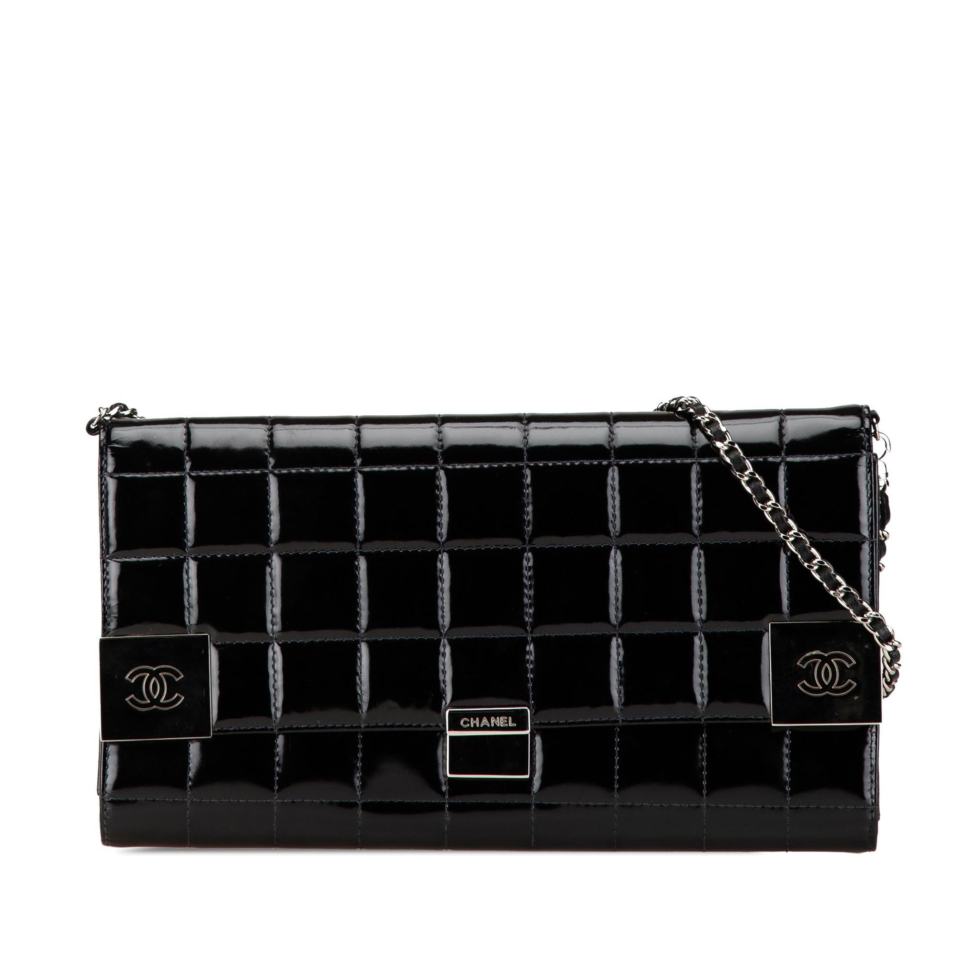 Chanel CC Chocolate Bar Patent on Clutch Bag