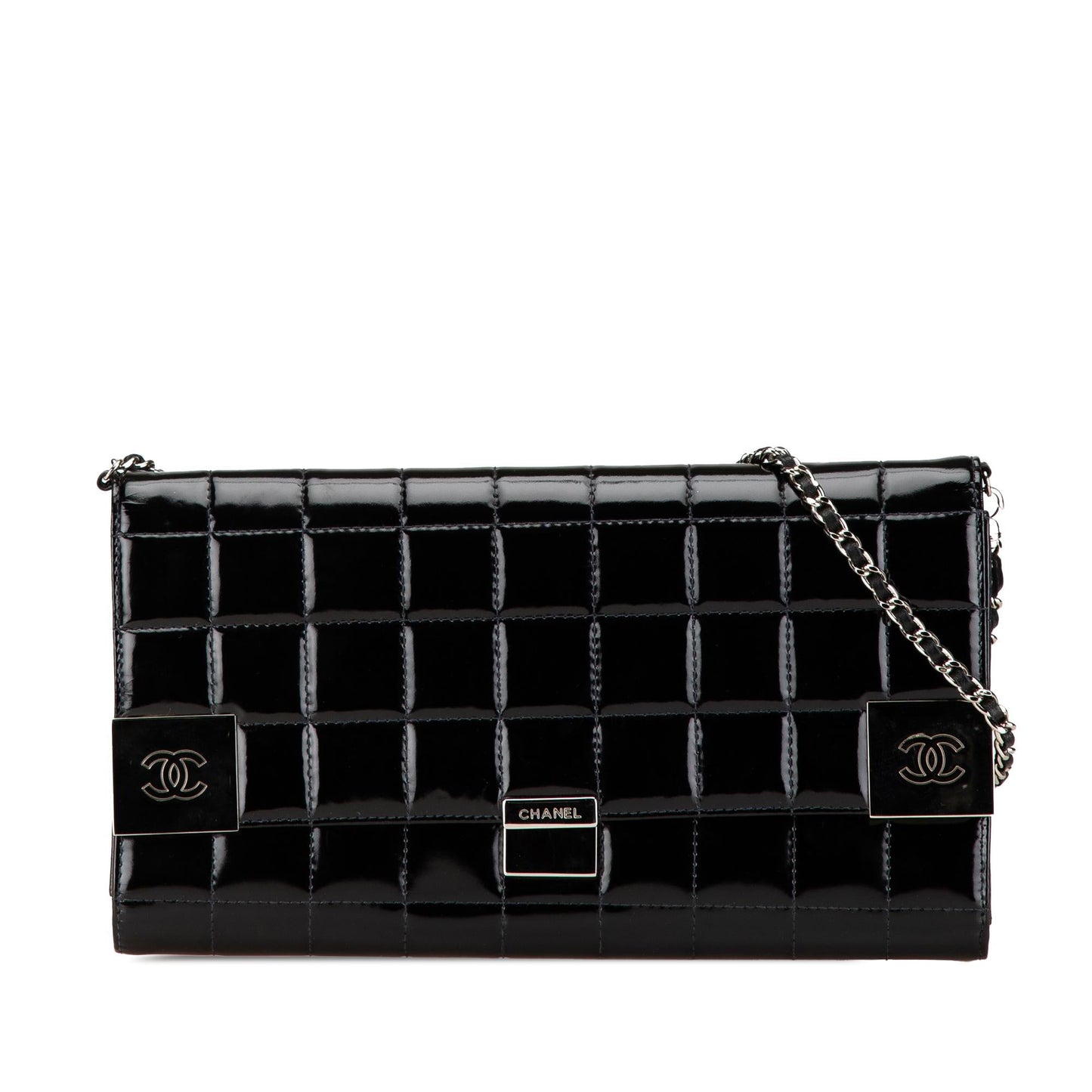 Chanel CC Chocolate Bar Patent on Clutch Bag Chain 2