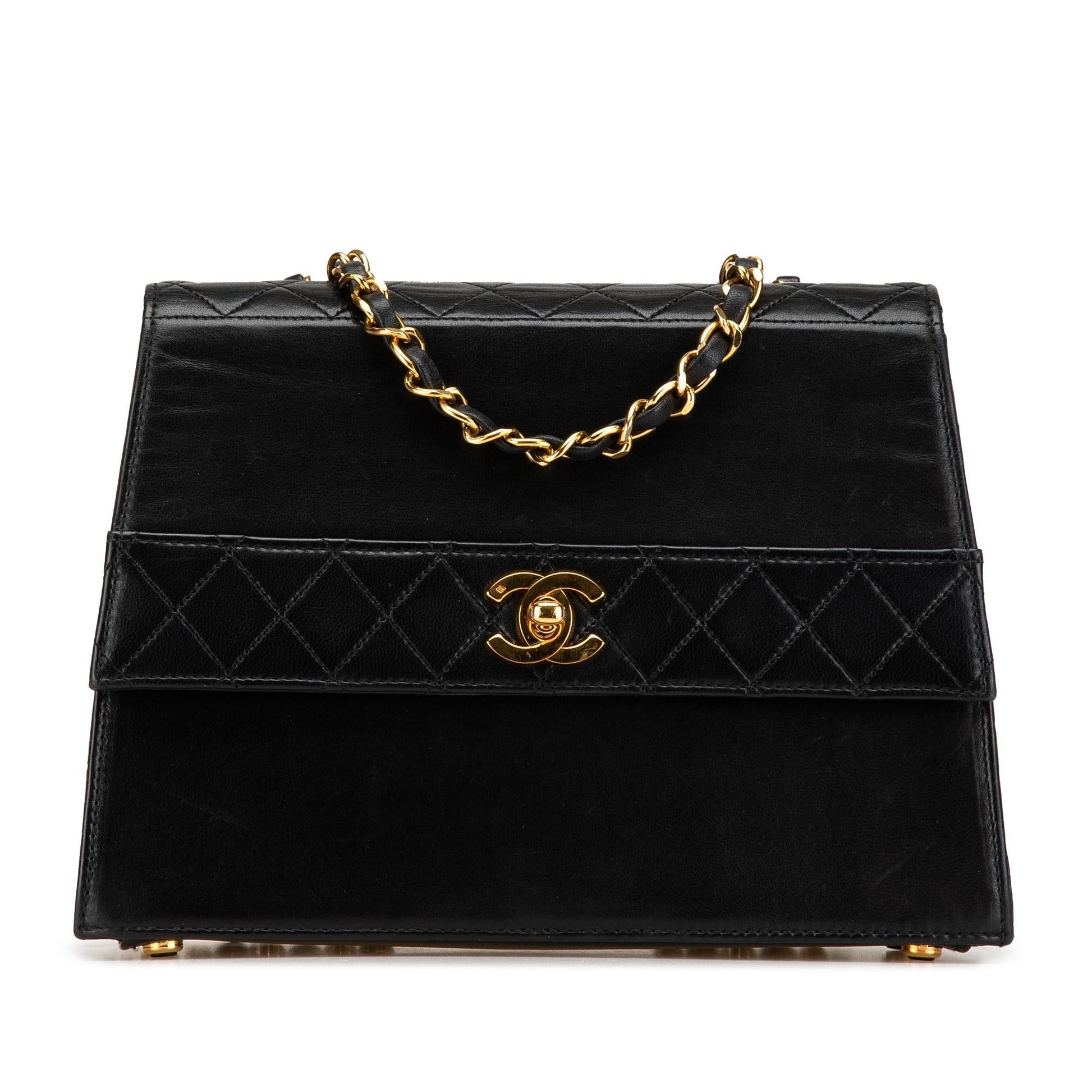 Chanel CC Lambskin Trapezoid Flap Handbag