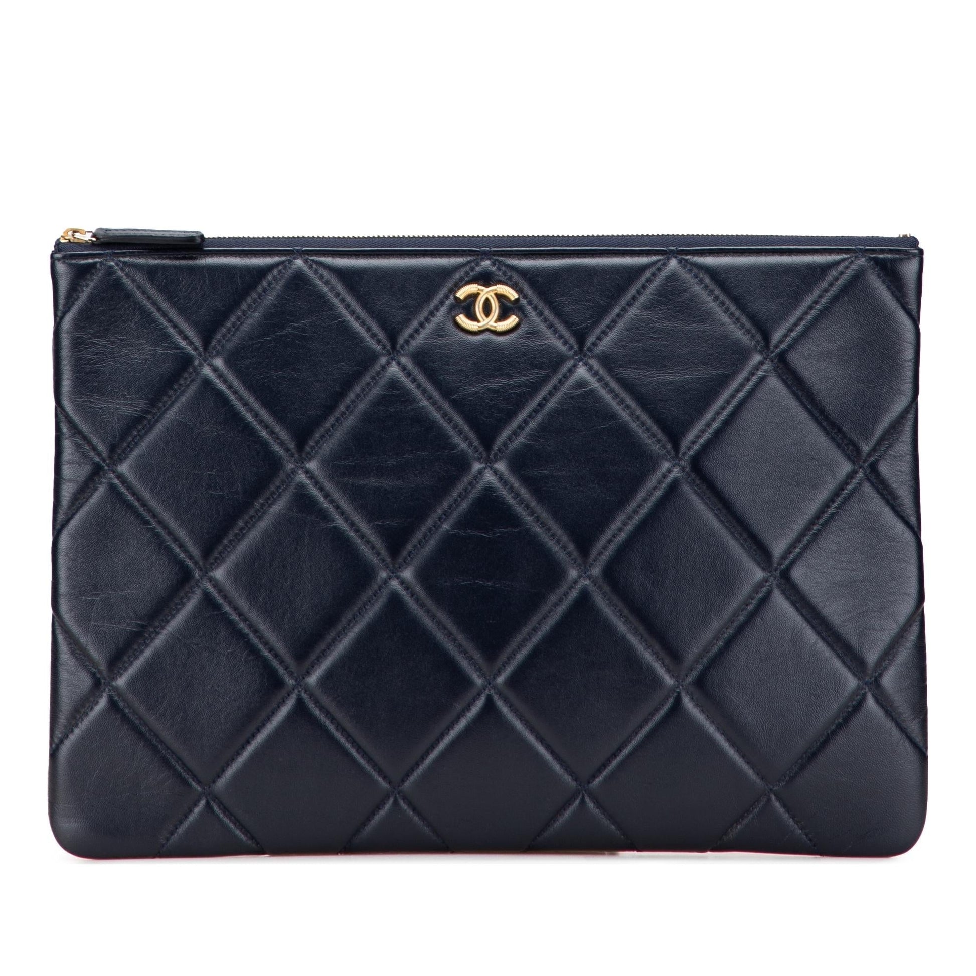 Chanel CC Quilted Lambskin O Clutch Bag