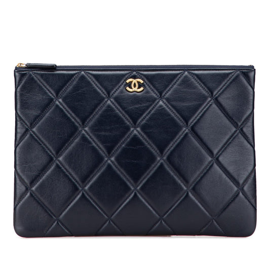 Chanel CC Quilted Lambskin O Clutch Bag