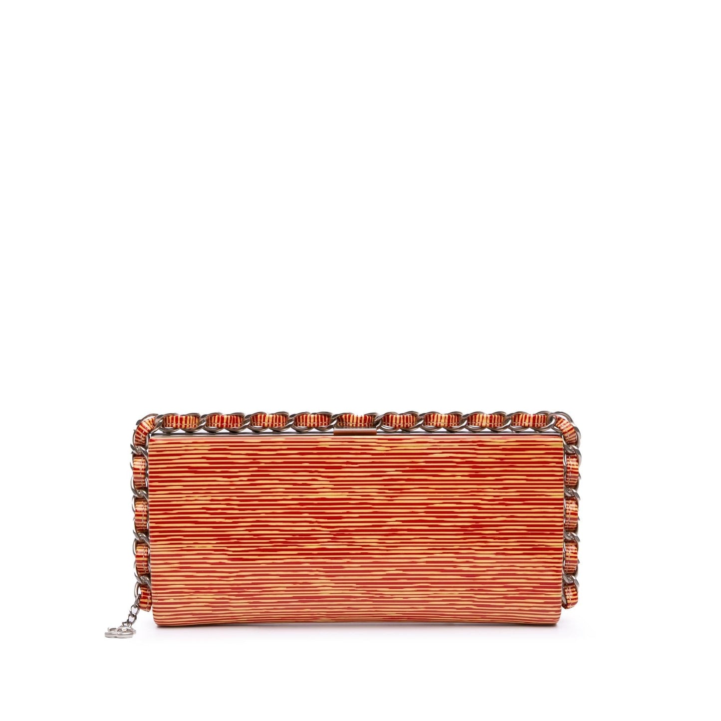 Chanel CC Patent Striped Around Clutch Bag
