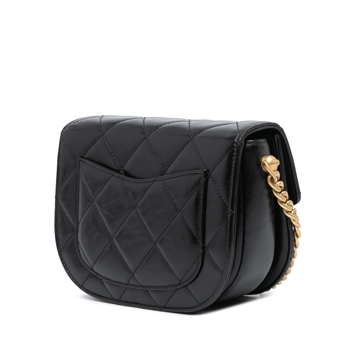 Chanel CC Quilted Calfskin Round Moon Messenger Bag Flap 3