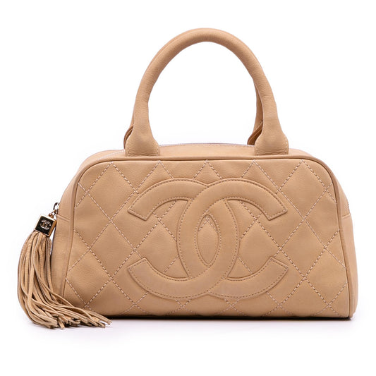 Chanel CC Quilted Caviar Bowling Handbag Bag 1