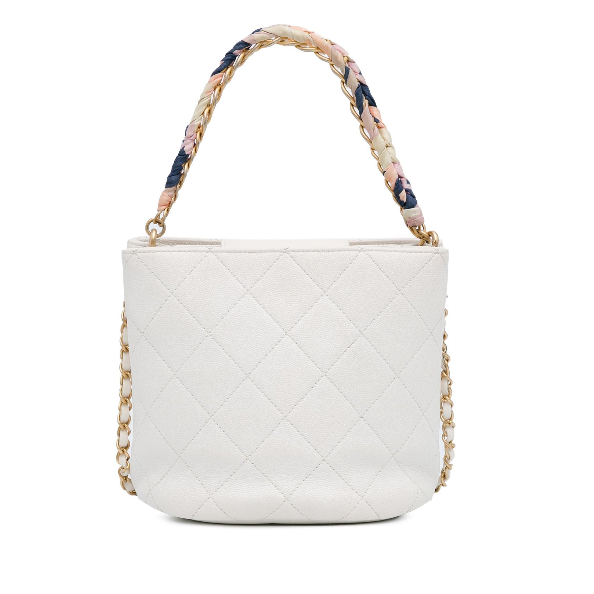 Chanel CC Quilted Caviar Scarf Handle Bucket