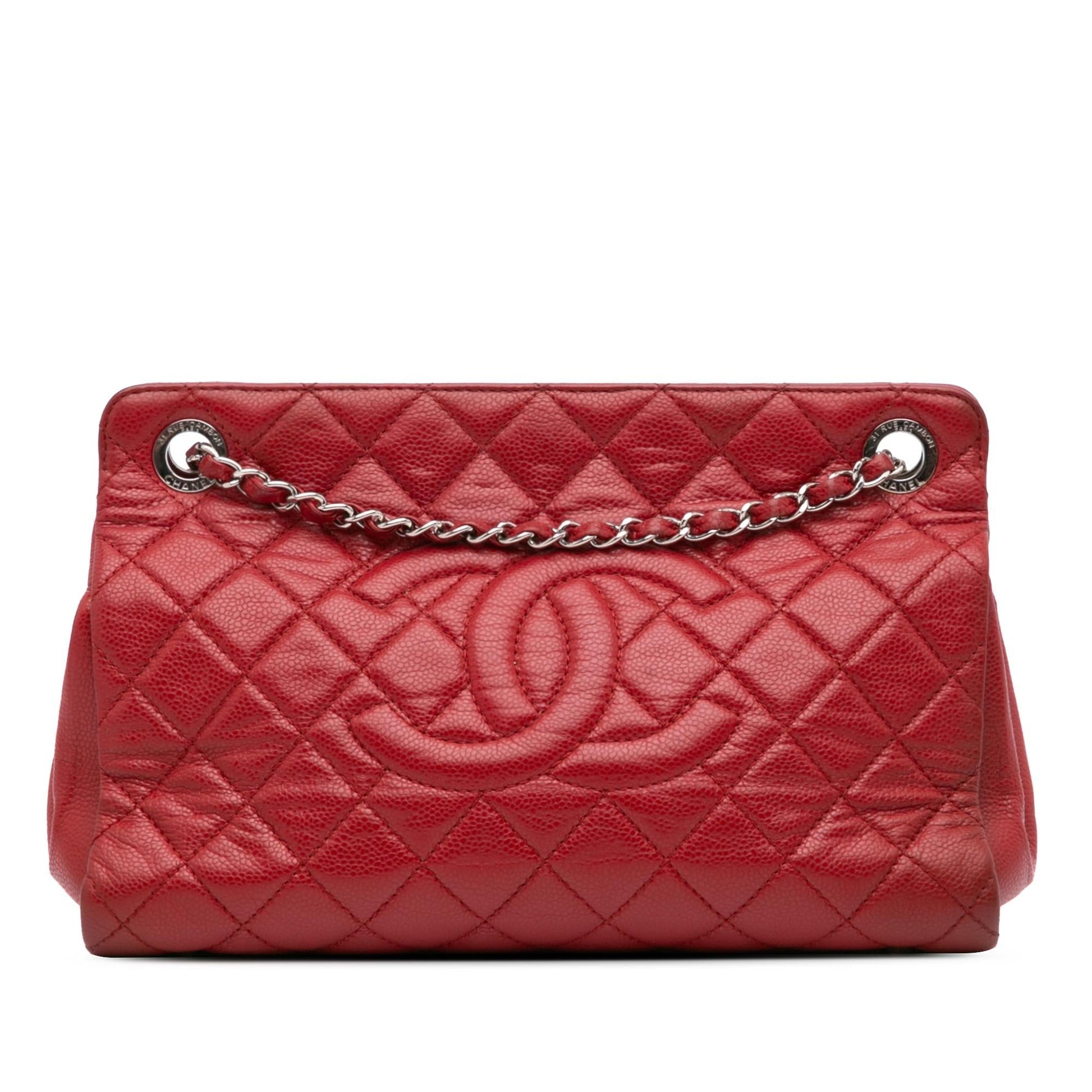 Chanel CC Quilted Caviar Frame Shopping Tote Bag