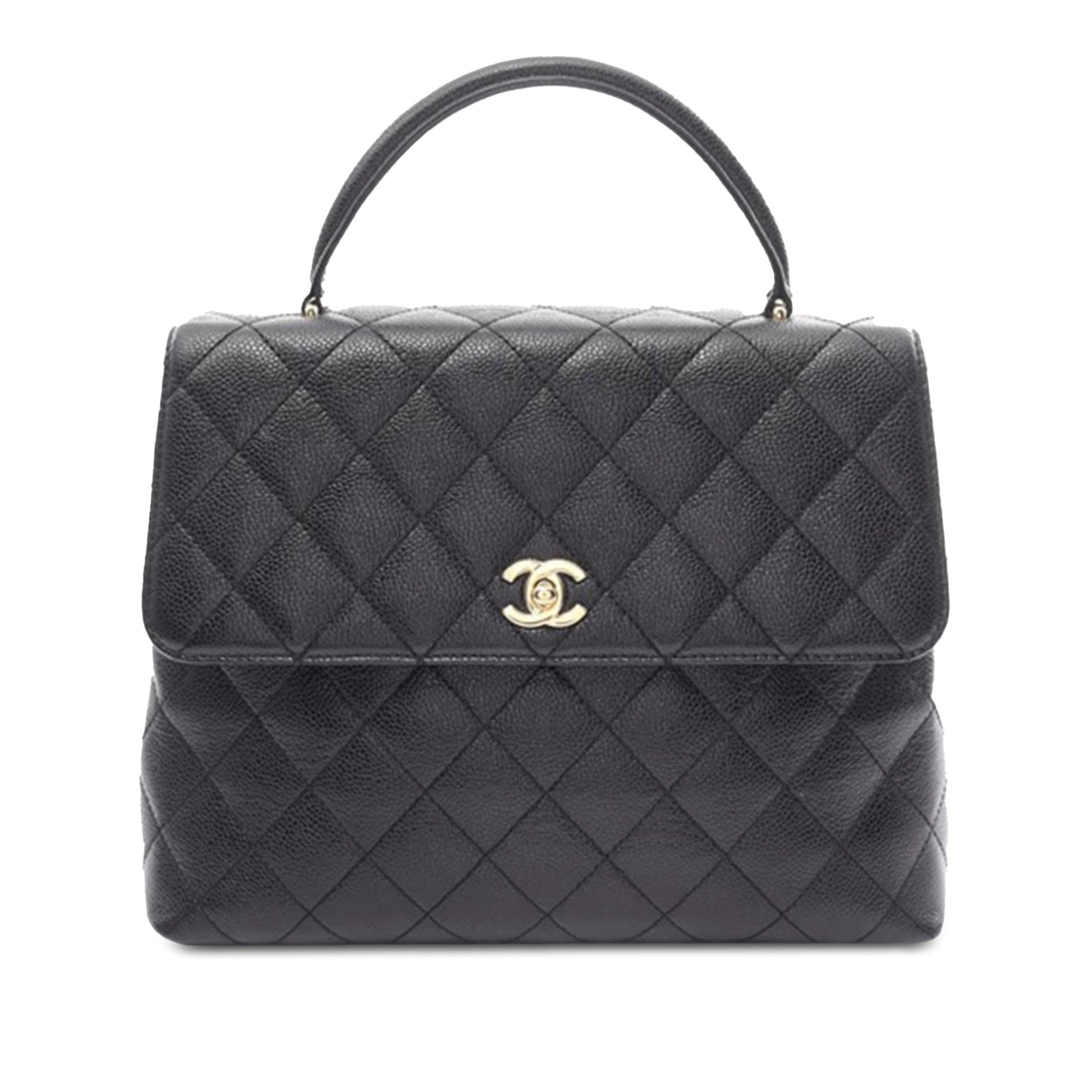 Chanel CC Quilted Caviar Kelly Top Handle Handbag