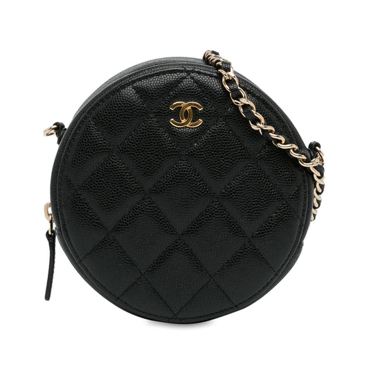 Chanel CC Quilted Caviar Round SHG-ov2ka3 Clutch Bag
