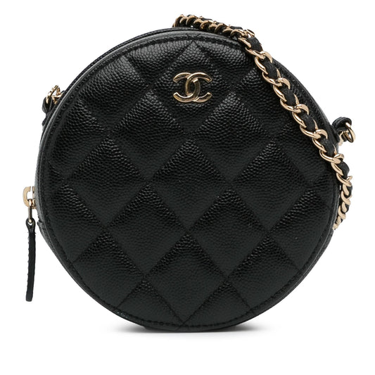 Chanel CC Quilted Caviar Round SHG-QNFerj Clutch Bag