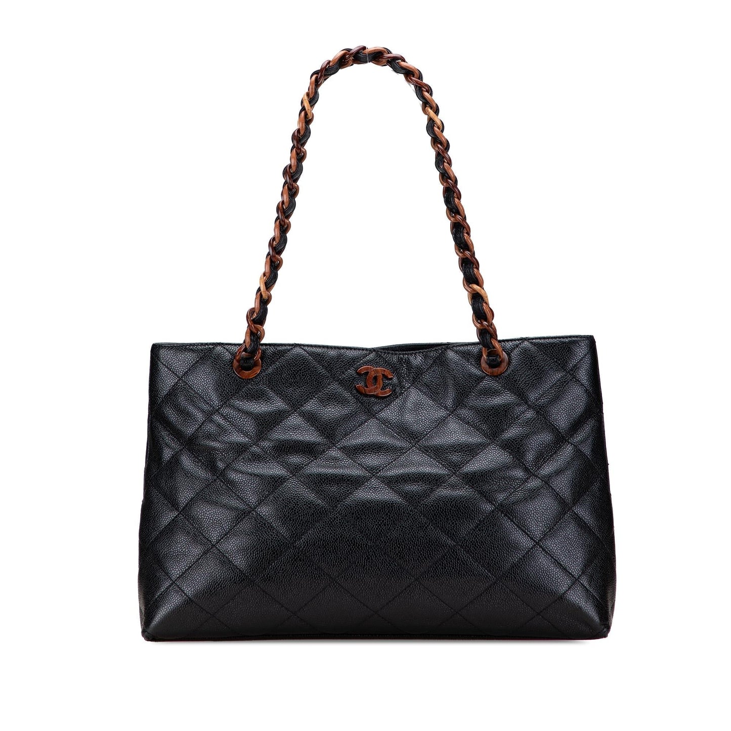 Chanel CC Quilted Caviar Tortoise Tote Bag