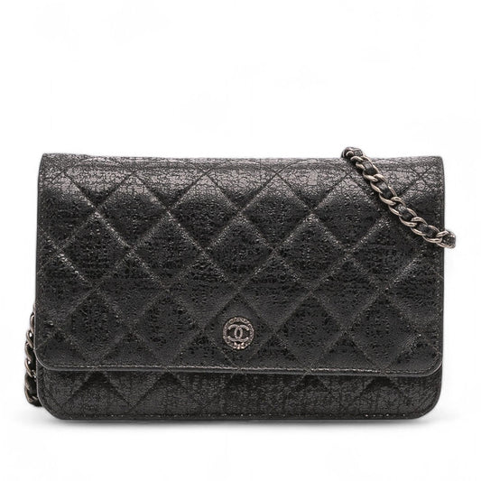 Chanel CC Quilted Crinkled Calfskin On Wallet Case