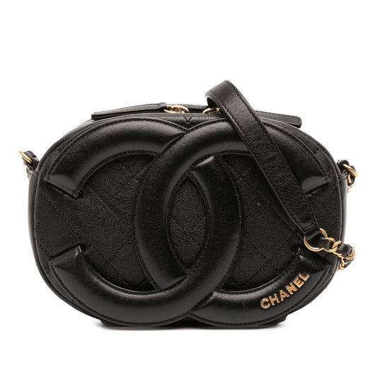 Chanel CC Quilted Lambskin Coco Midnight Camera Crossbody Bag