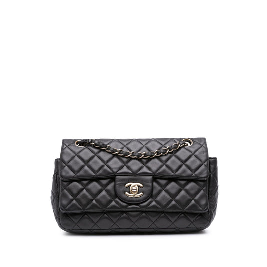 Chanel CC Quilted Lambskin Double Flap Handbag Flap 2