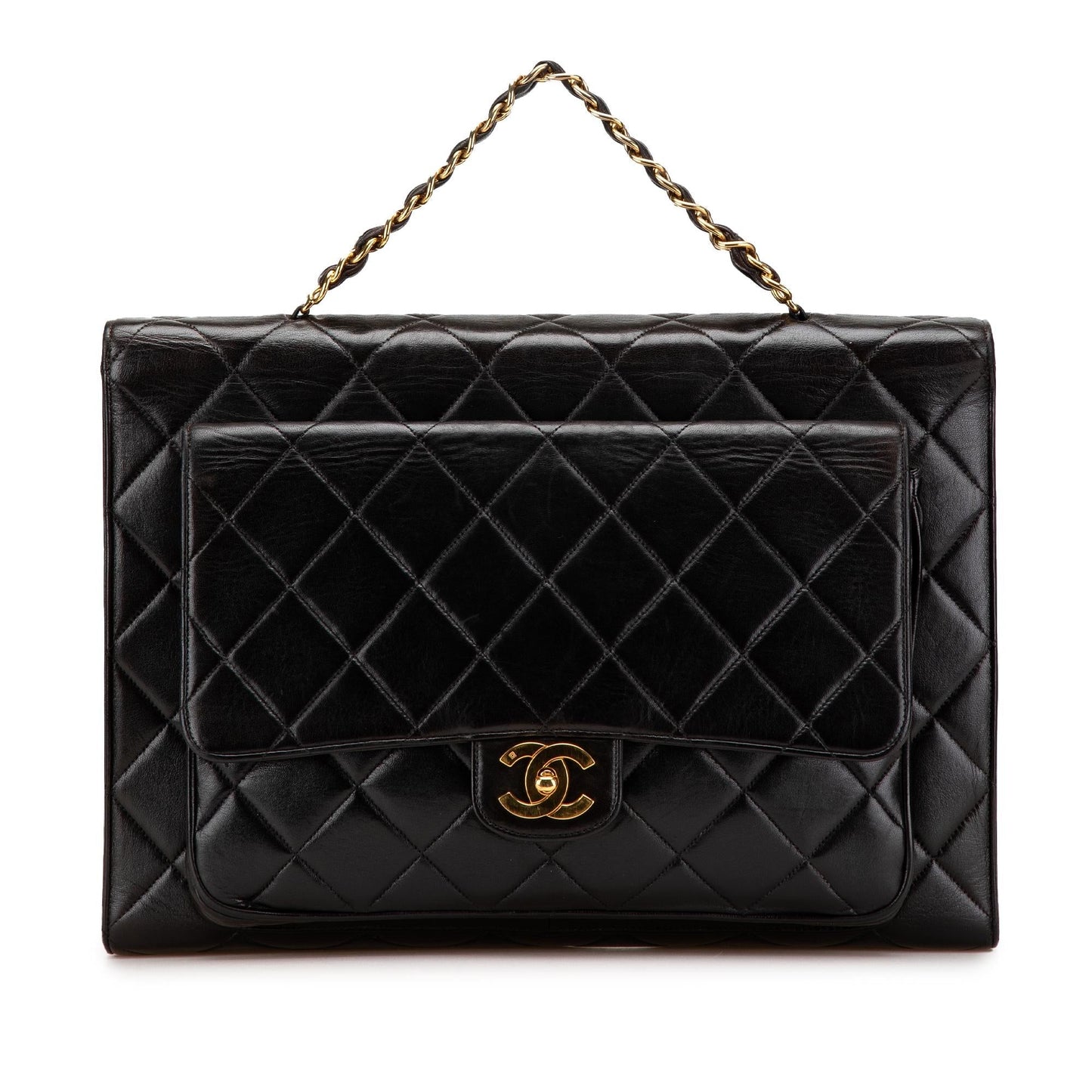 Chanel CC Quilted Lambskin Double Sided Flap Handbag
