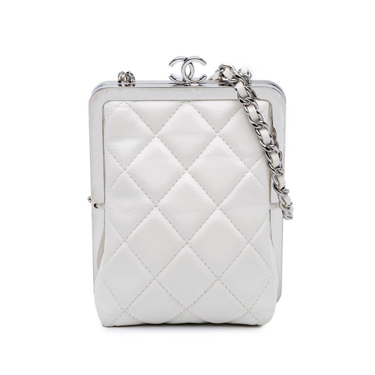 Chanel CC Quilted Lambskin Evening Clutch Bag
