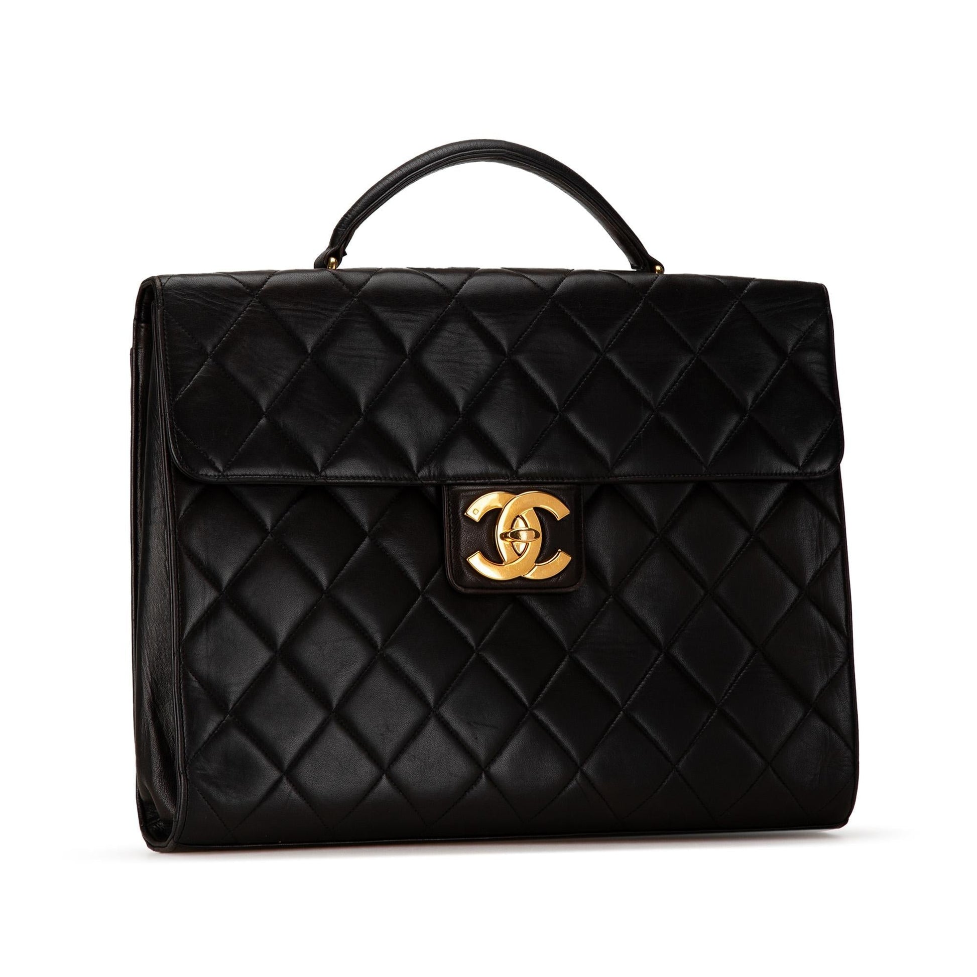 Chanel CC Quilted Lambskin Flap Briefcase SHG-8TcoB4 Handbag