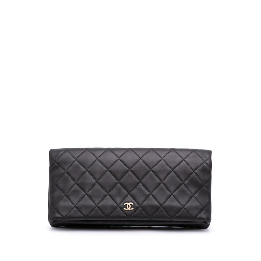 Chanel CC Quilted Lambskin Foldover Clutch Bag Clutch 1