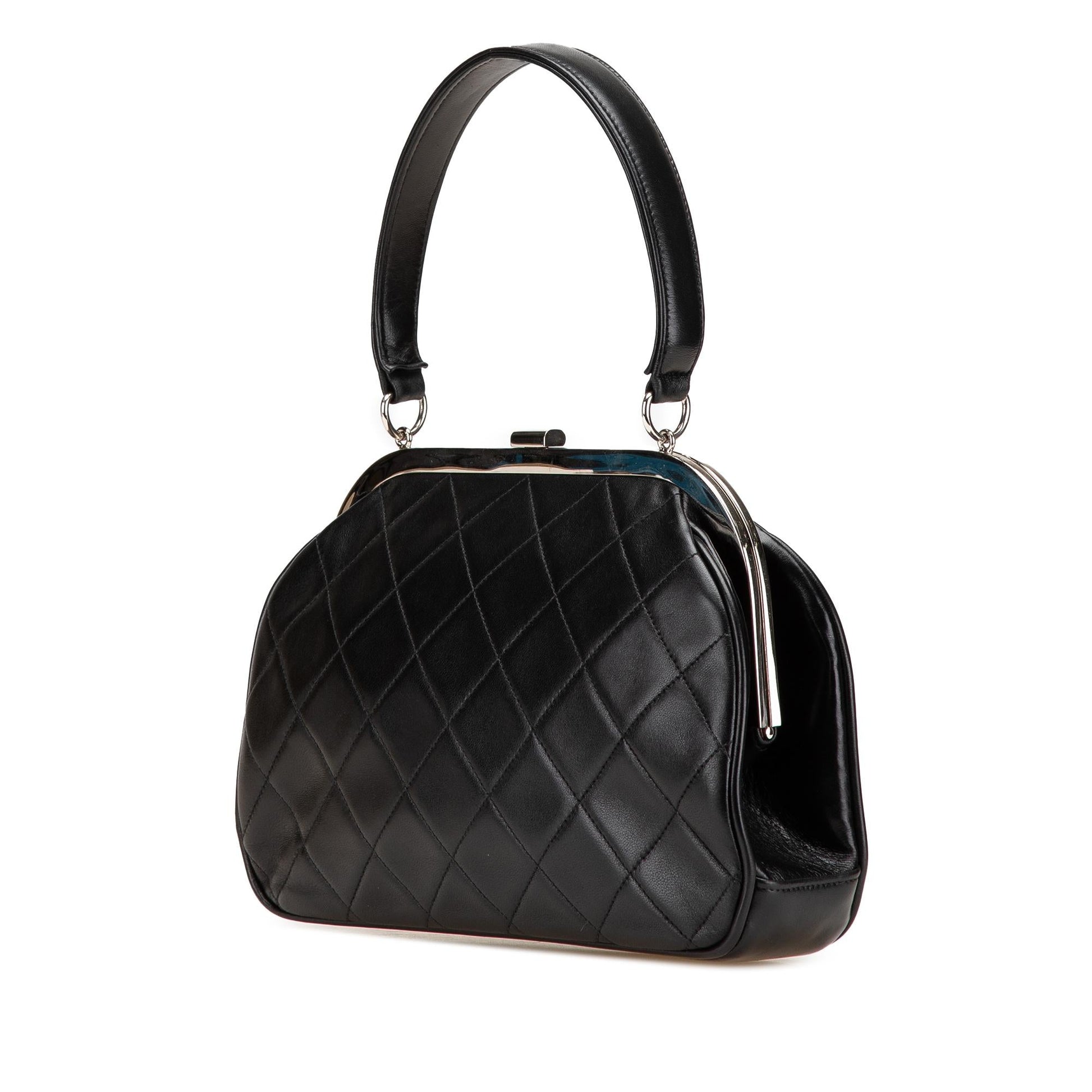 Chanel CC Quilted Lambskin Kiss Frame Top Lock Handbag Bag 1