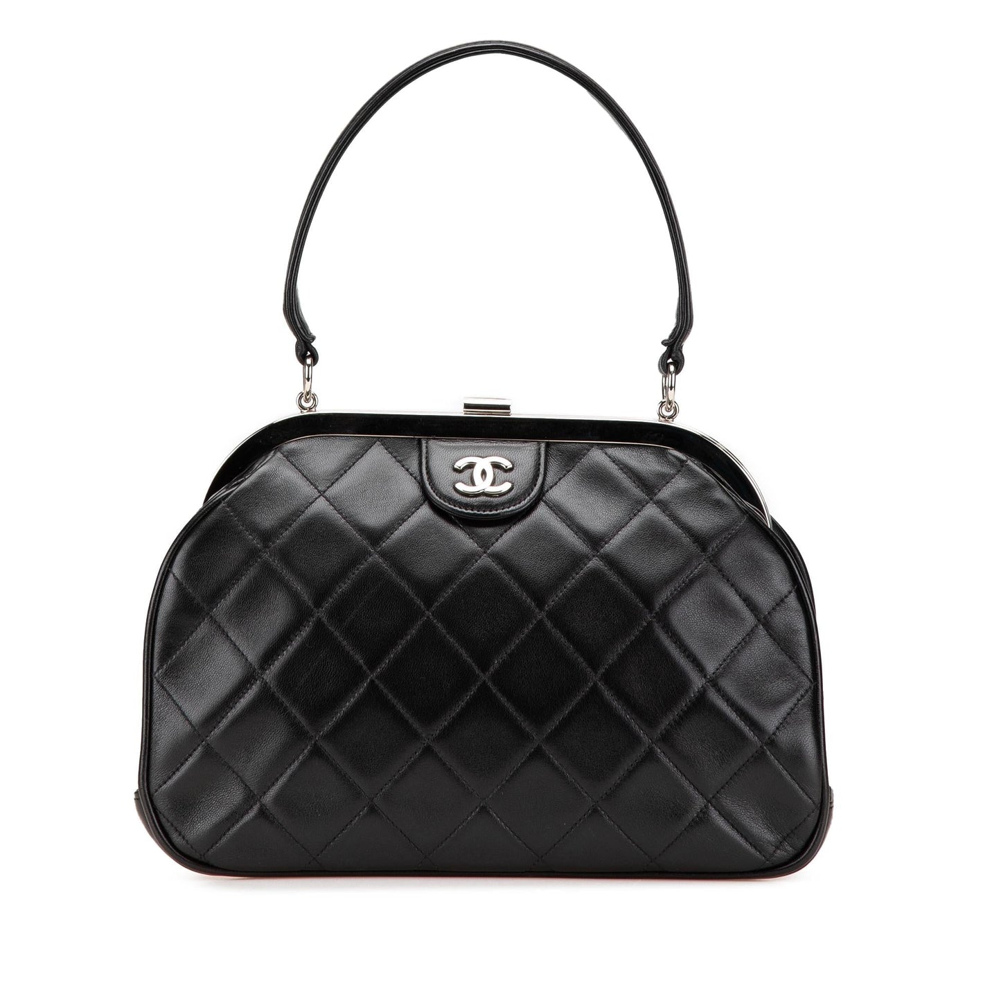 Chanel CC Quilted Lambskin Kiss Frame Top Lock Handbag Bag 2