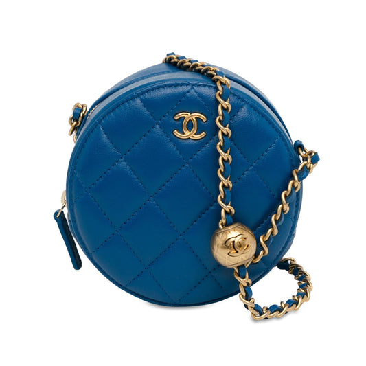 Chanel CC Quilted Lambskin Pearl Crush Round Clutch Bag Shg Yjxo07