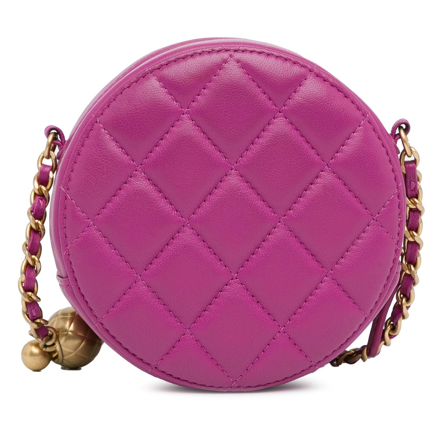 Chanel CC Quilted Lambskin Pearl Crush Round Clutch Bag Shg Y8Bbxn