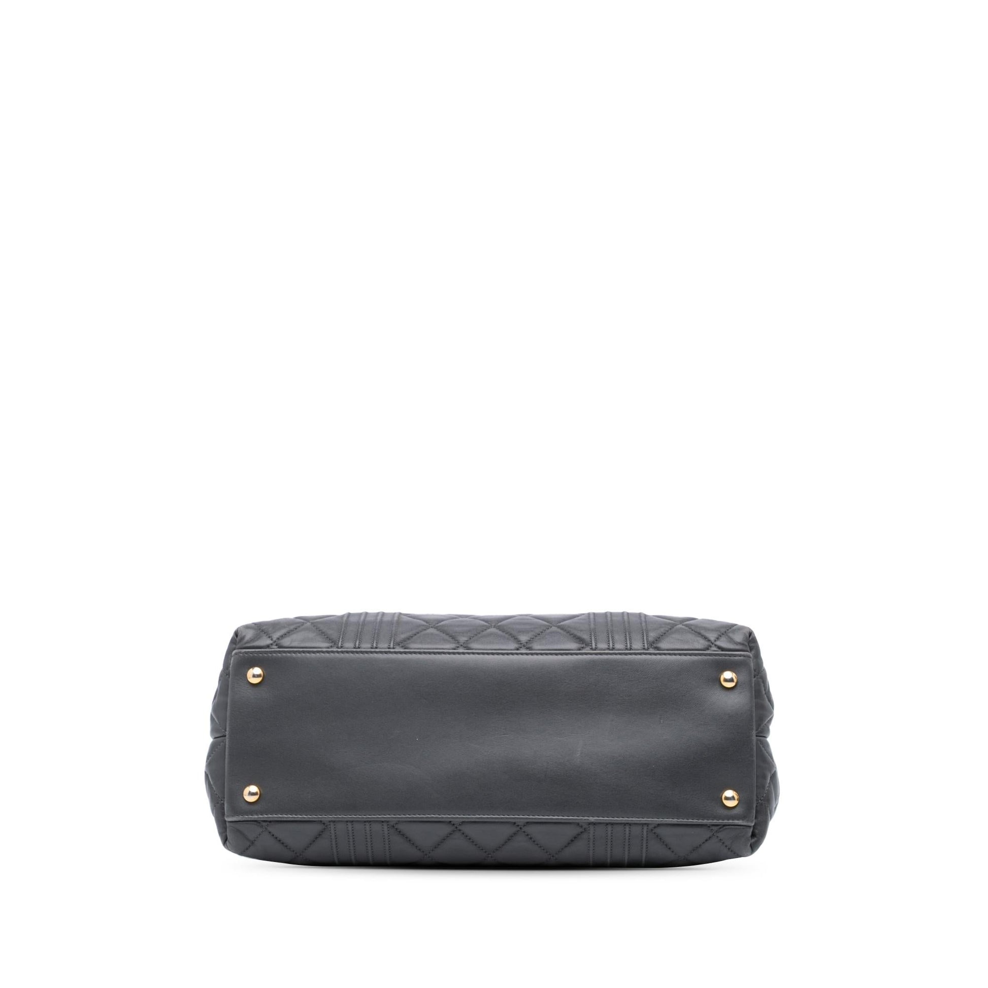 Chanel CC Quilted Lambskin Pin Tuck Tote Bag