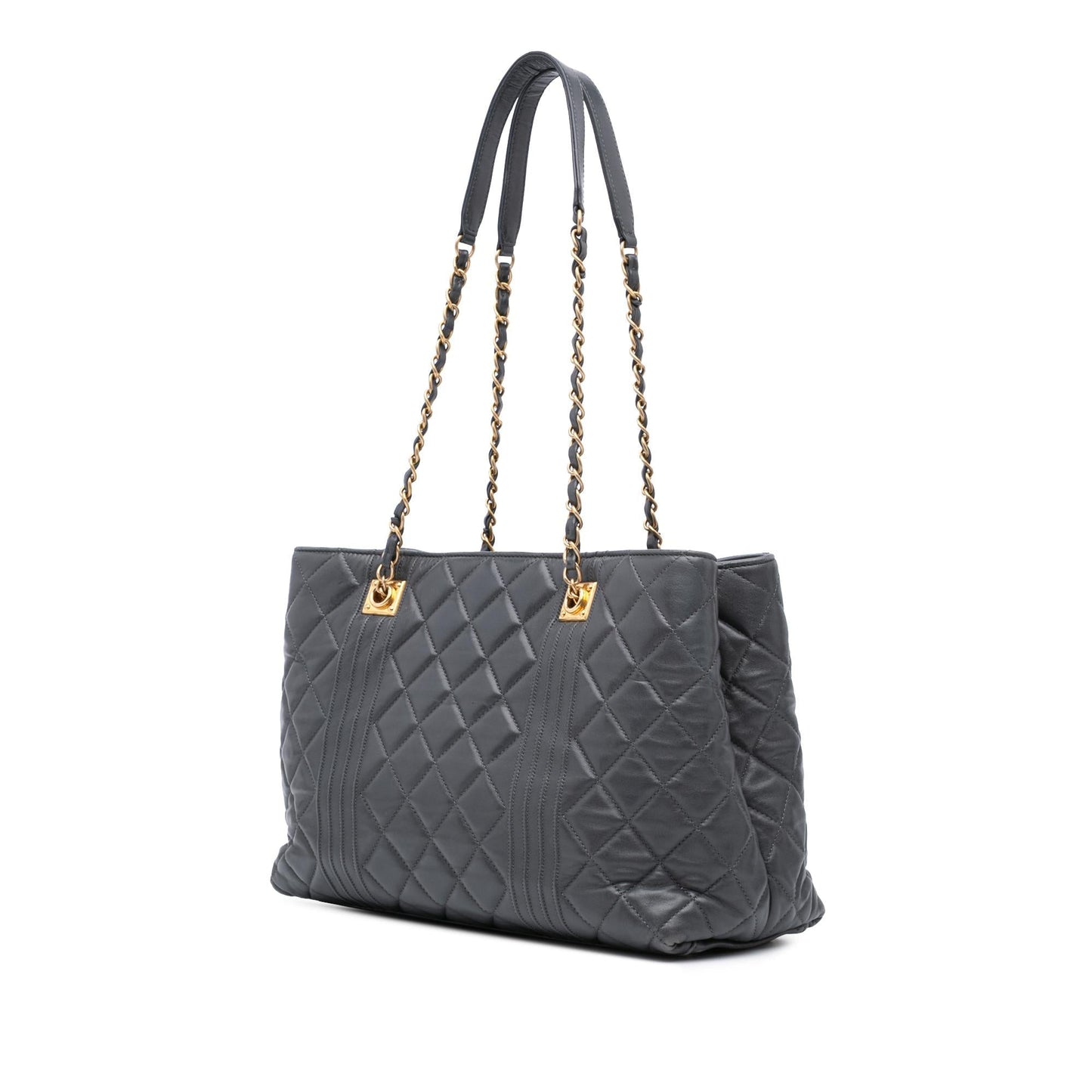 Chanel CC Quilted Lambskin Pin Tuck Tote Bag