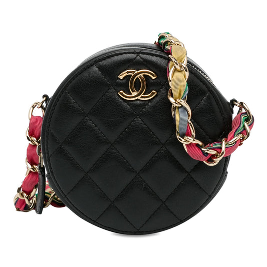 Chanel CC Quilted Lambskin Ribbon Round SHG-oOGi2u Clutch Bag
