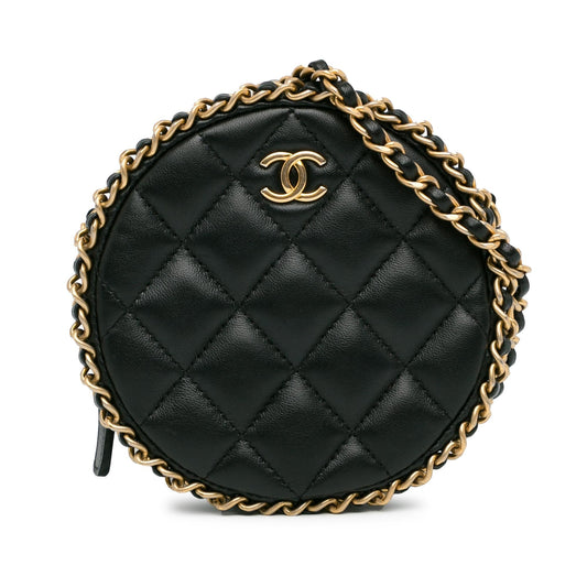 Chanel CC Quilted Lambskin Round Around SHG-BsgawS Clutch Bag