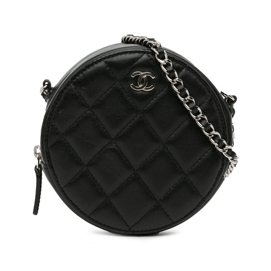 Chanel CC Quilted Lambskin Round SHG-s7cHe2 Clutch Bag