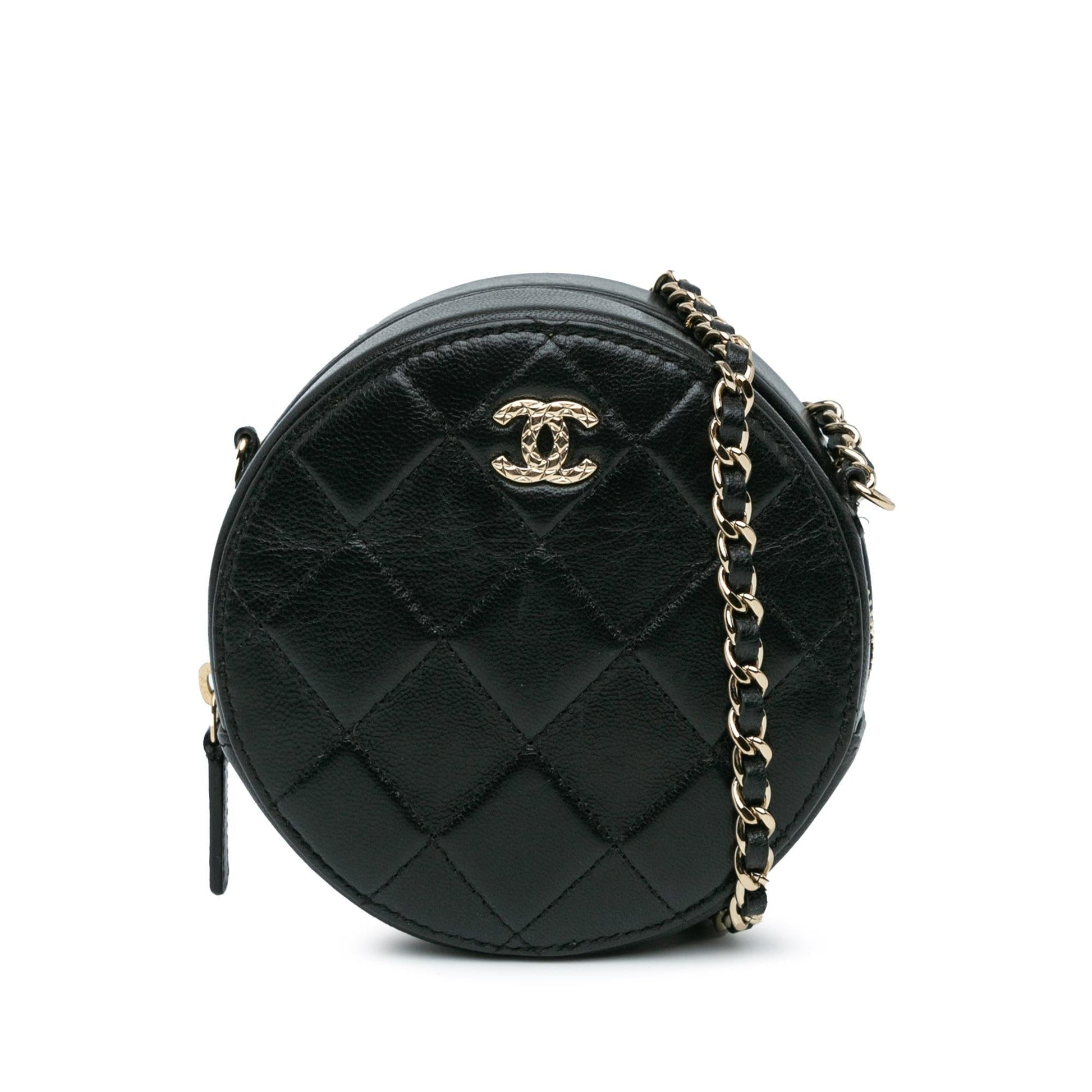 Chanel CC Quilted Lambskin Round SHG-vxtHcs Clutch Bag