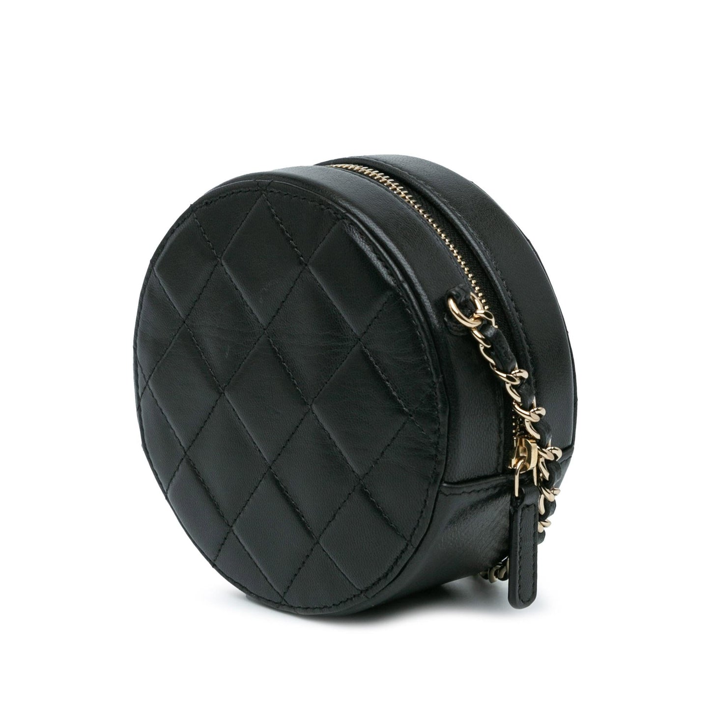 Chanel CC Quilted Lambskin Round Clutch Bag Chain 1