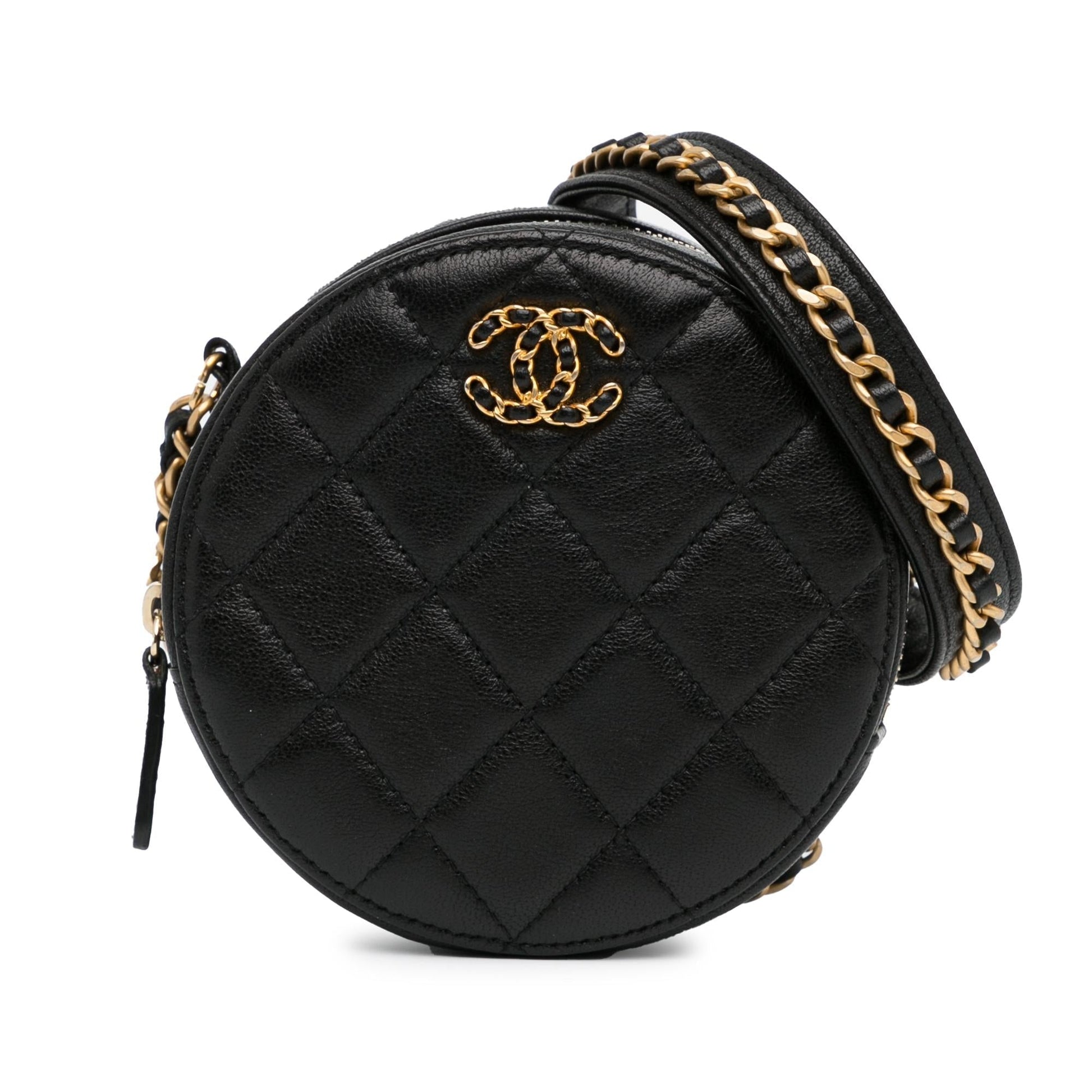 Chanel CC Quilted Lambskin Round SHG-33ZDhg Crossbody Bag