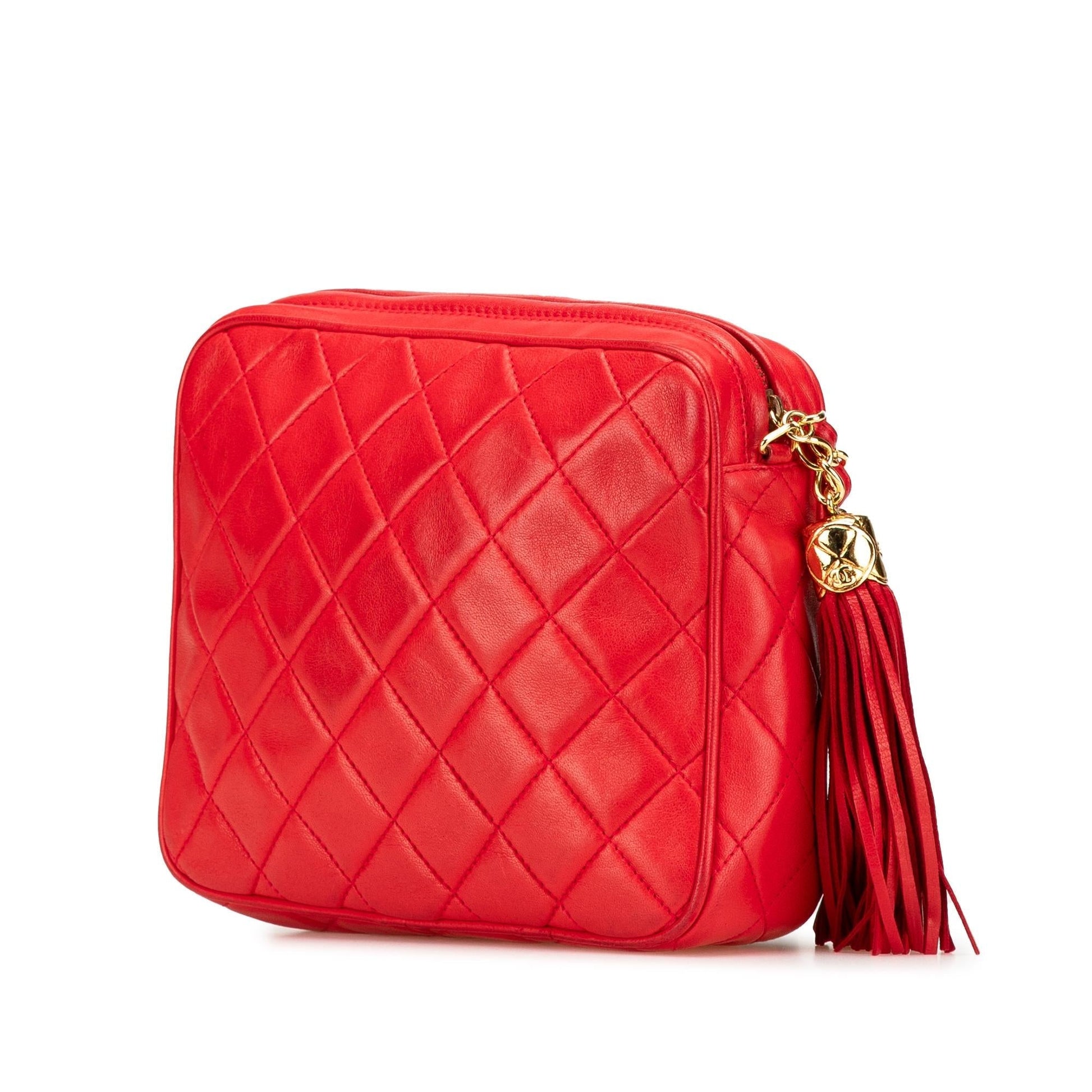 Chanel CC Quilted Lambskin Tassel Camera Crossbody Bag