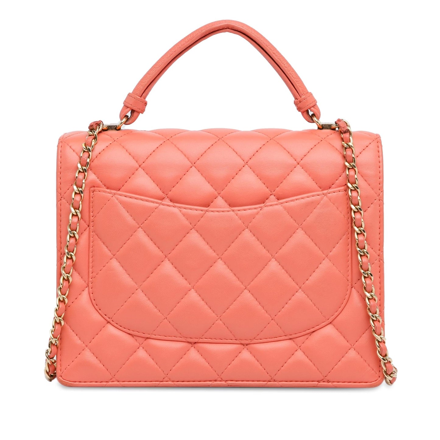 Chanel CC Quilted Lambskin Top Handle Flap Handbag