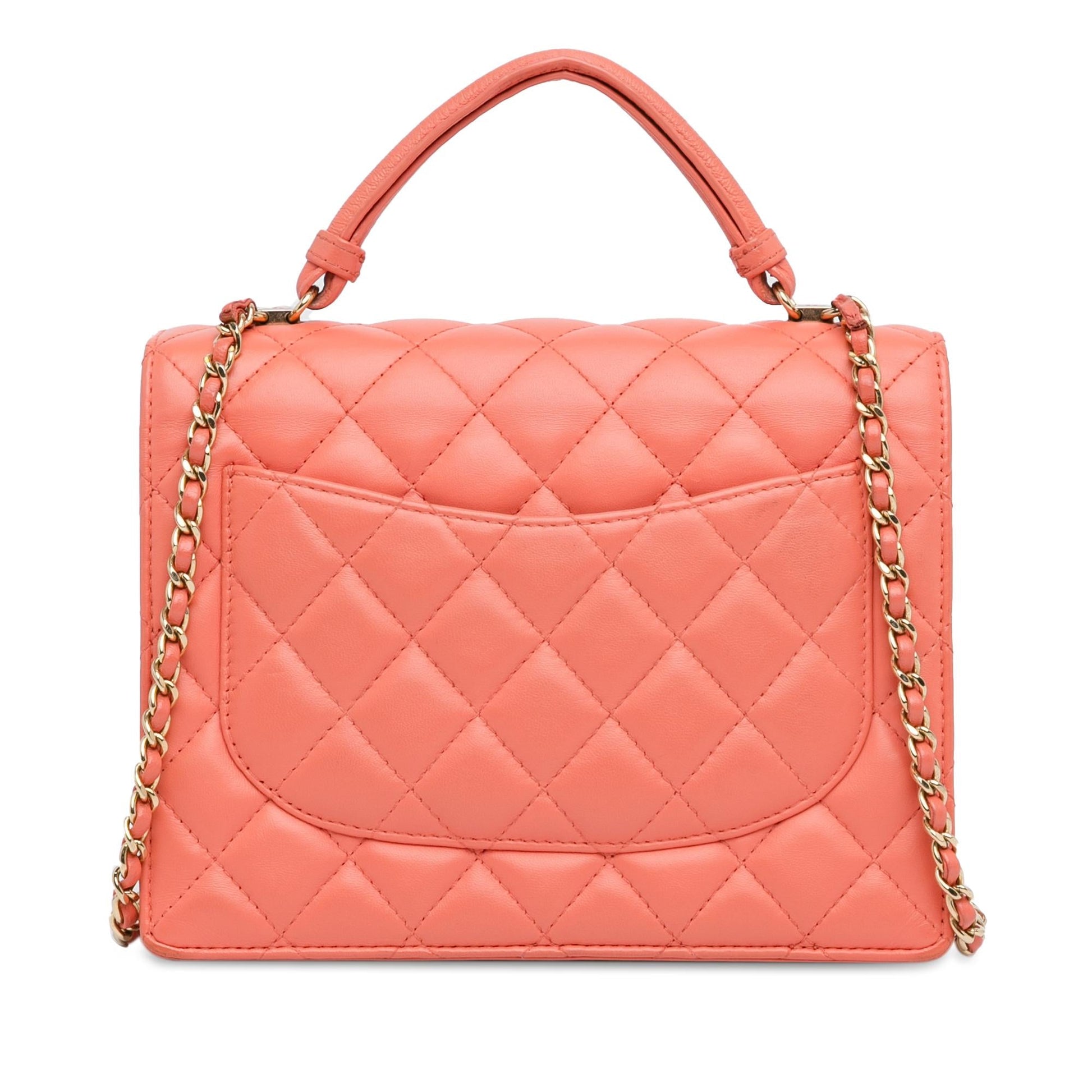 Chanel CC Quilted Lambskin Top Handle Flap Handbag