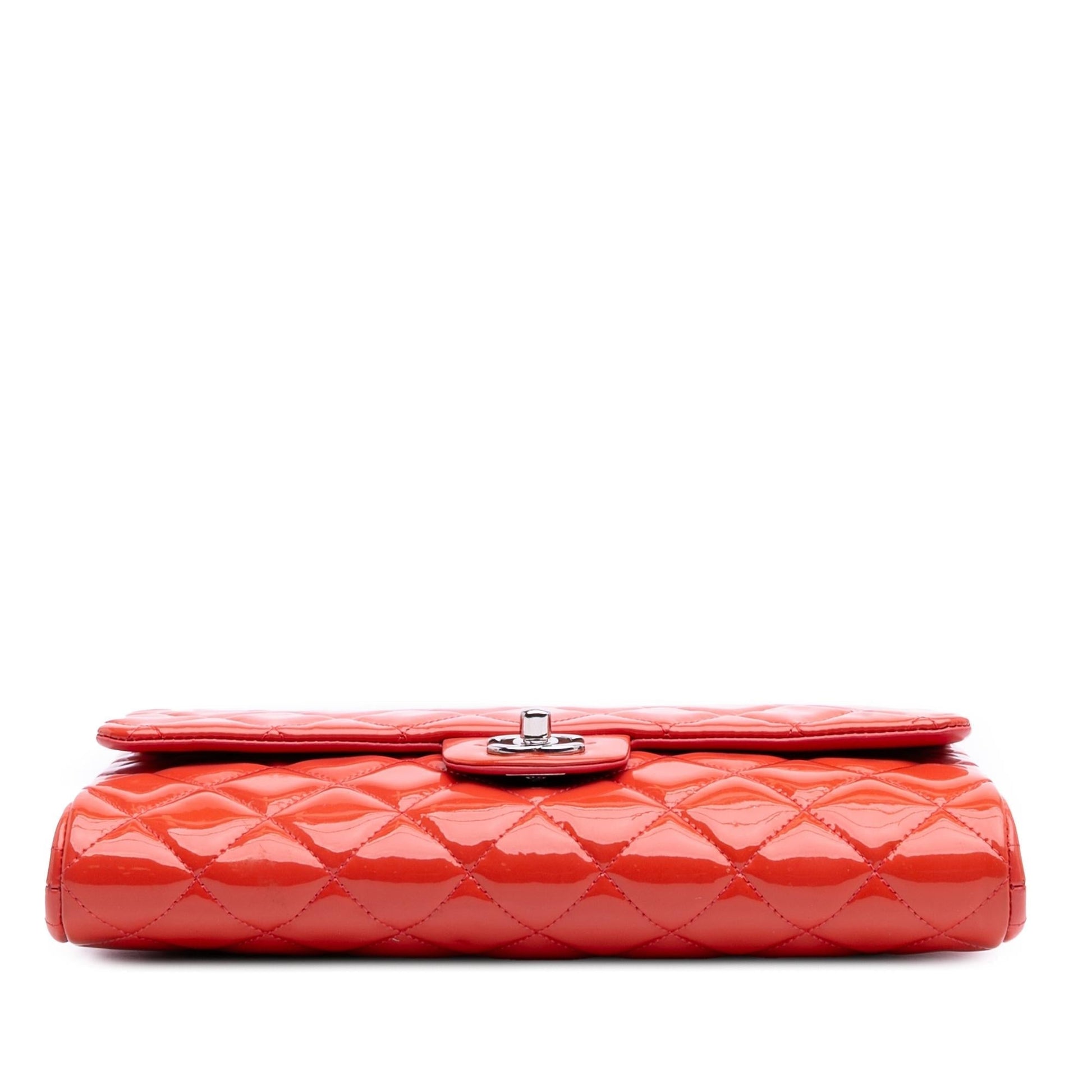 Chanel CC Quilted Patent Clutch Bag With Chain