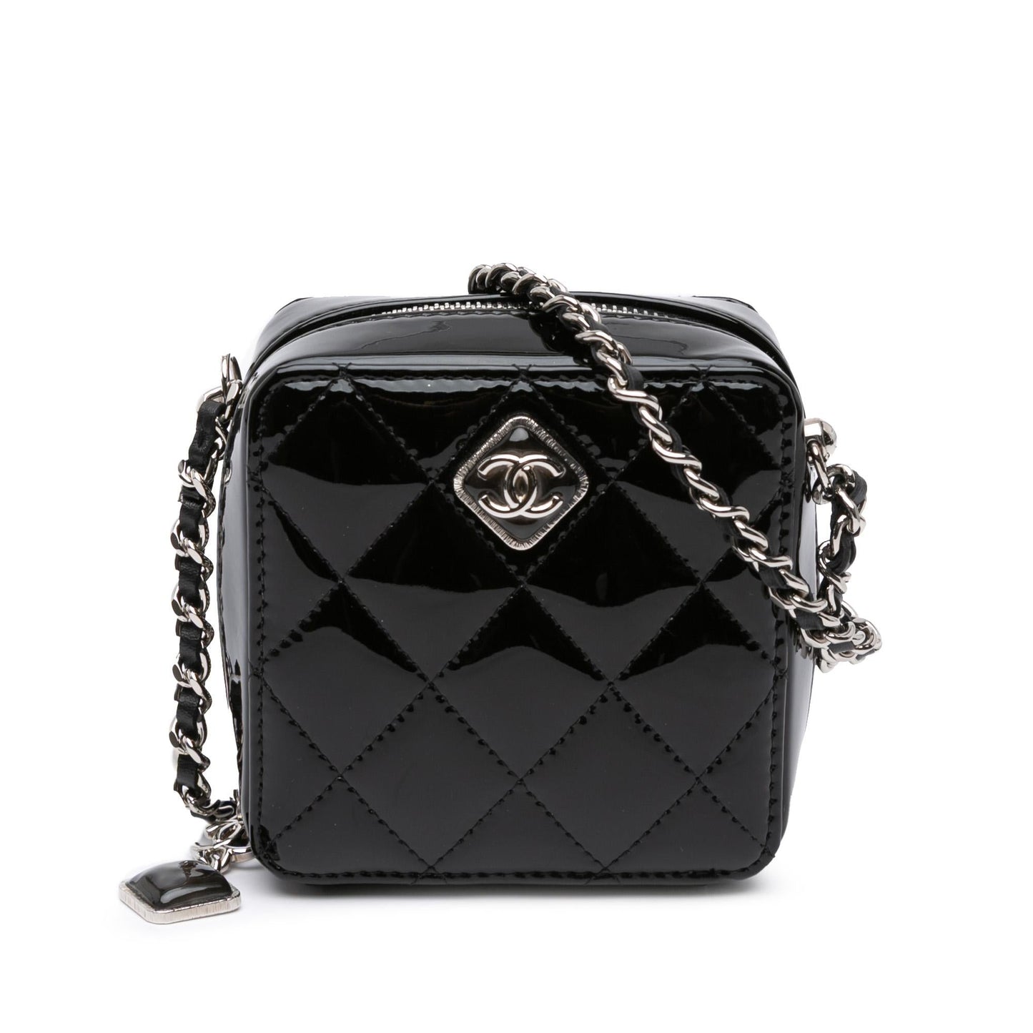 Chanel CC Quilted Patent Diamond Resin Clutch Bag