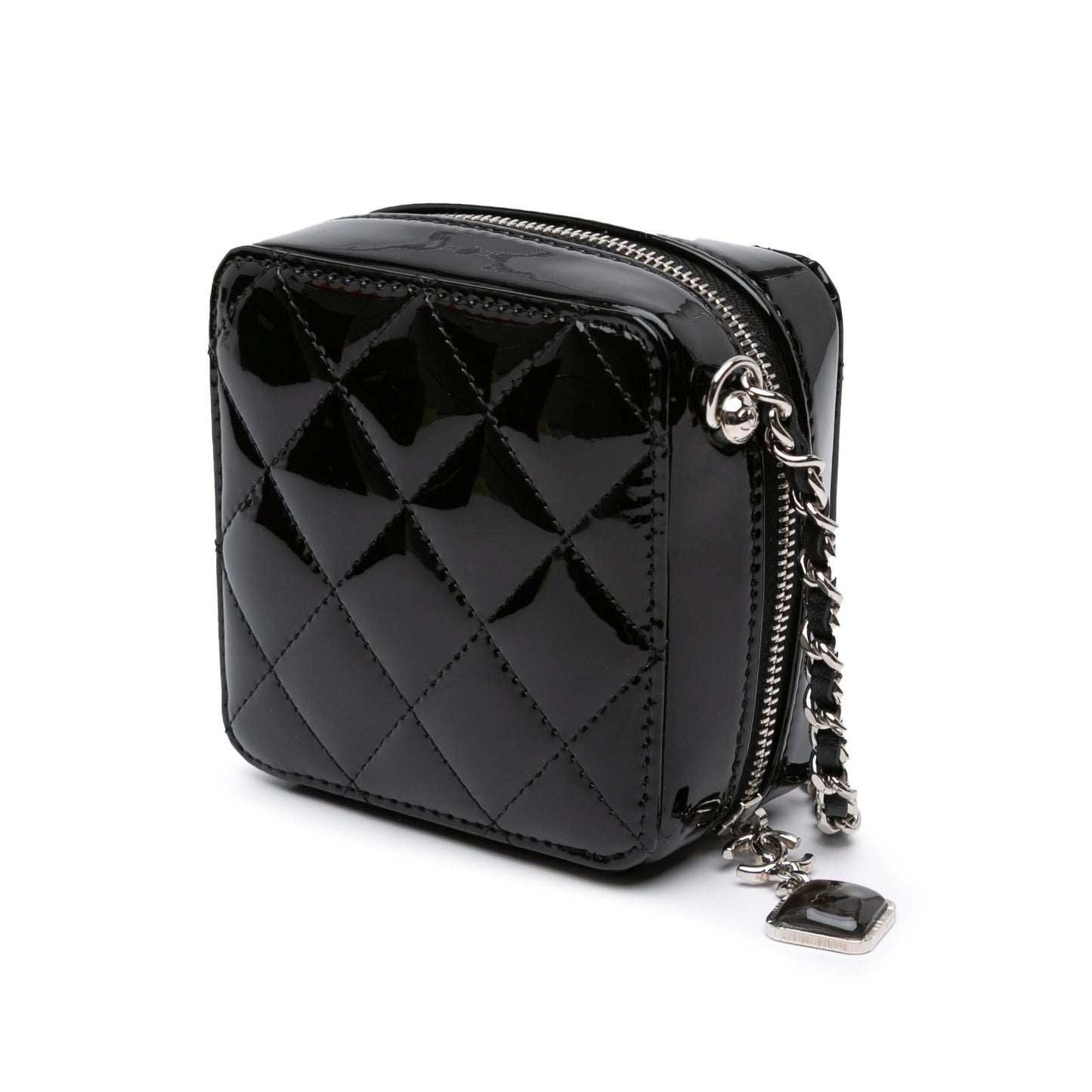 Chanel CC Quilted Patent Diamond Resin Clutch Bag Chain 3