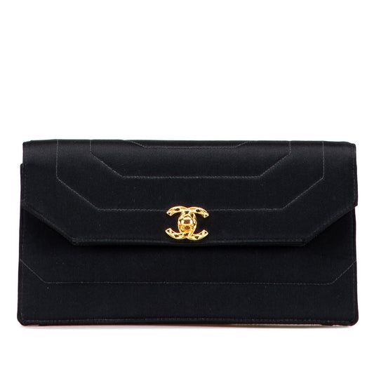 Chanel CC Satin Flap Clutch Bag