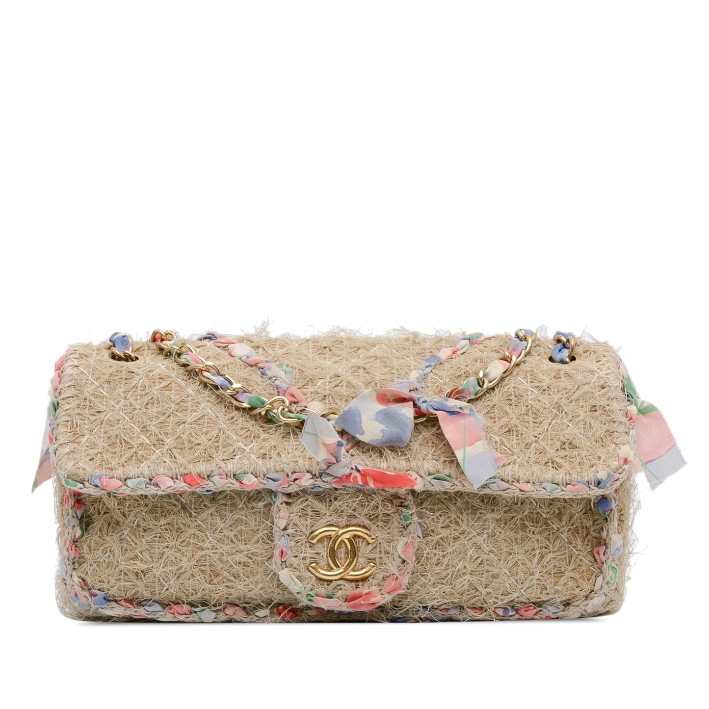 Chanel CC Straw Country Flap Handbag