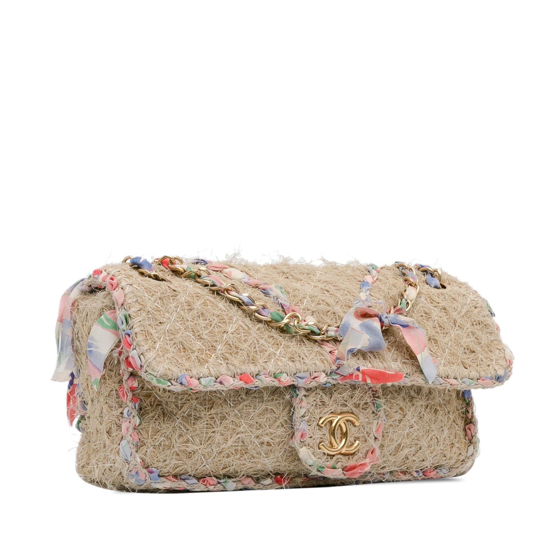 Chanel CC Straw Country Flap Handbag
