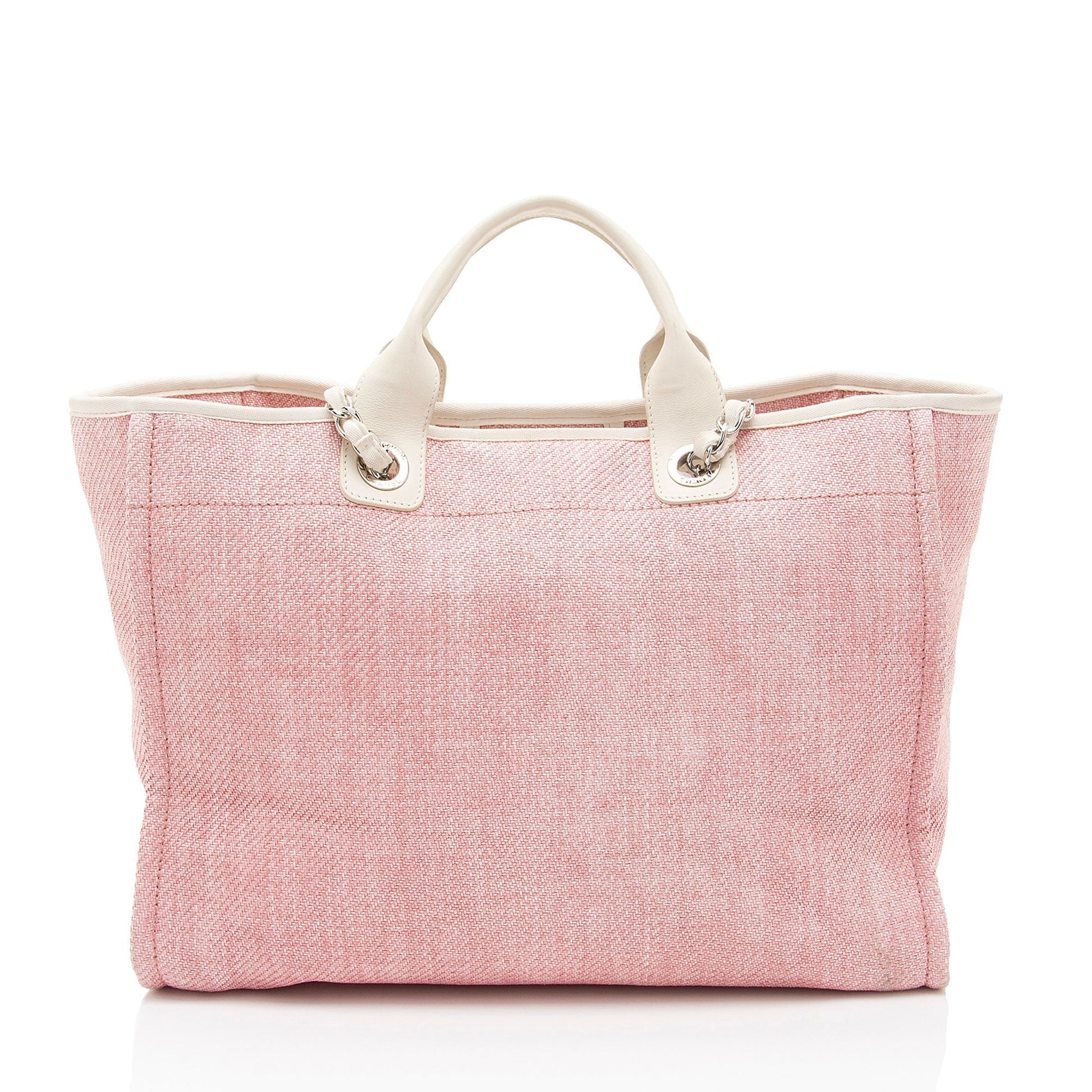Chanel Woven Straw Deauville Canvas Tote Bag