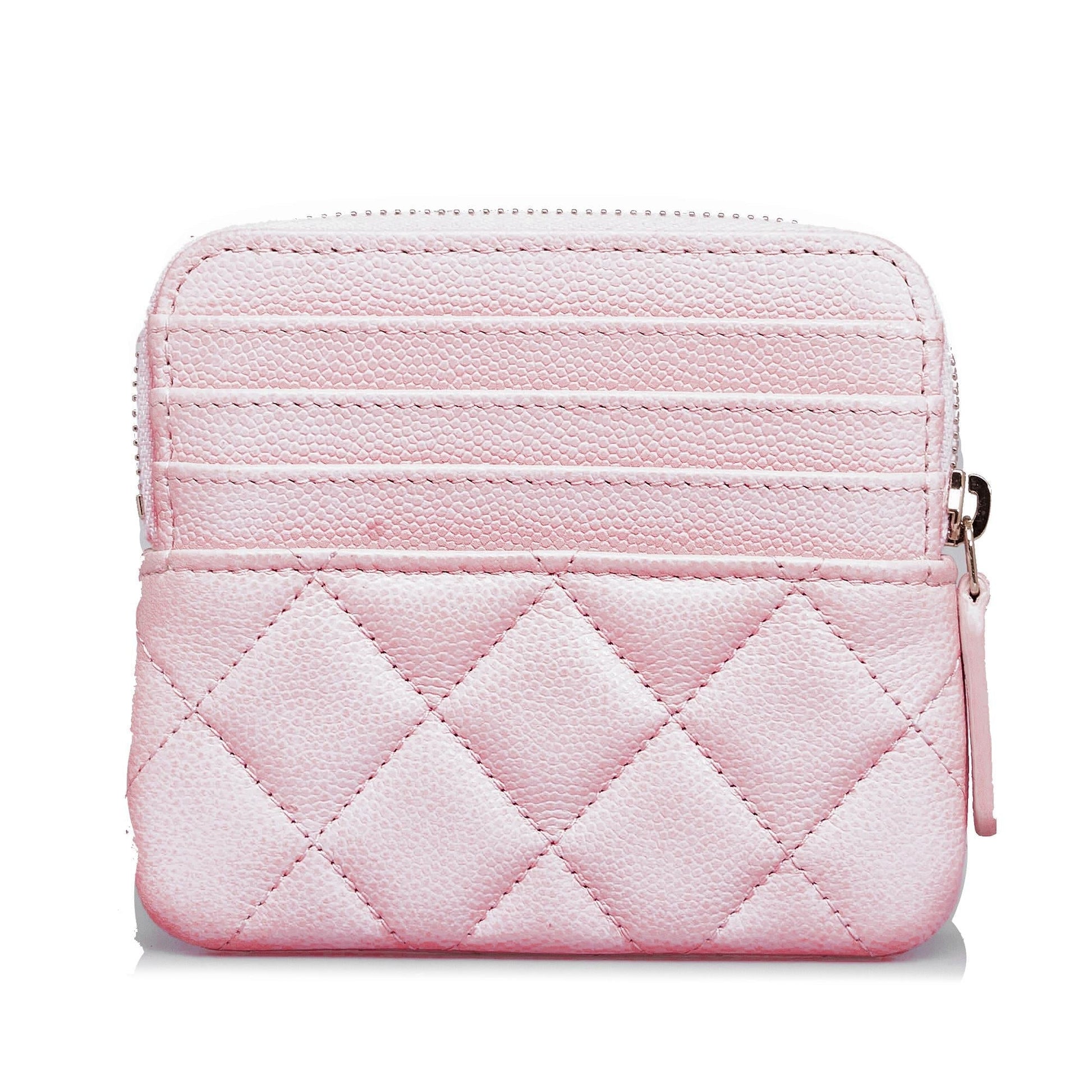 Chanel Caviar CC Crystal Woven Square Zip Wallet Case