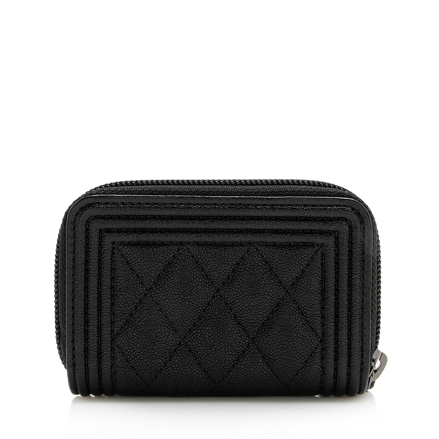 Chanel Caviar Boy Zip Coin Purse SHF Leather Wallet Case