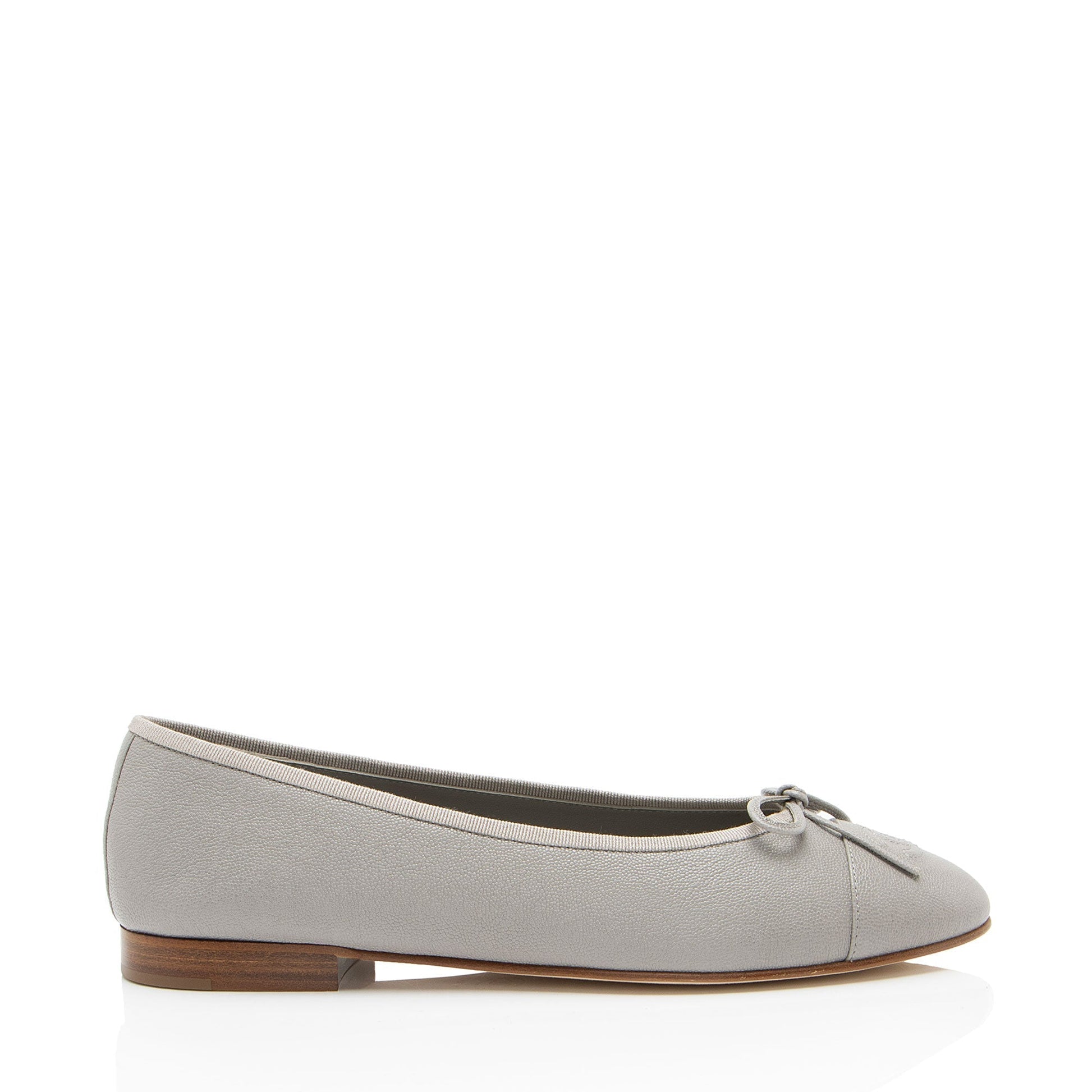Chanel Caviar CC Cap Toe Ballet Flats Leather Hat