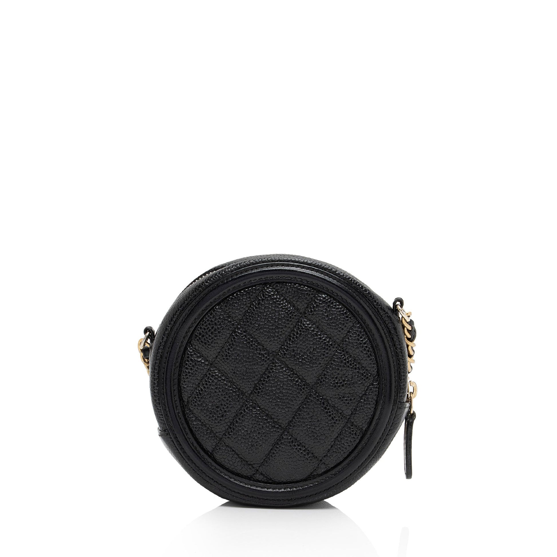 Chanel Caviar CC Filigree Round SHF-lxEJd2 Leather Clutch Bag