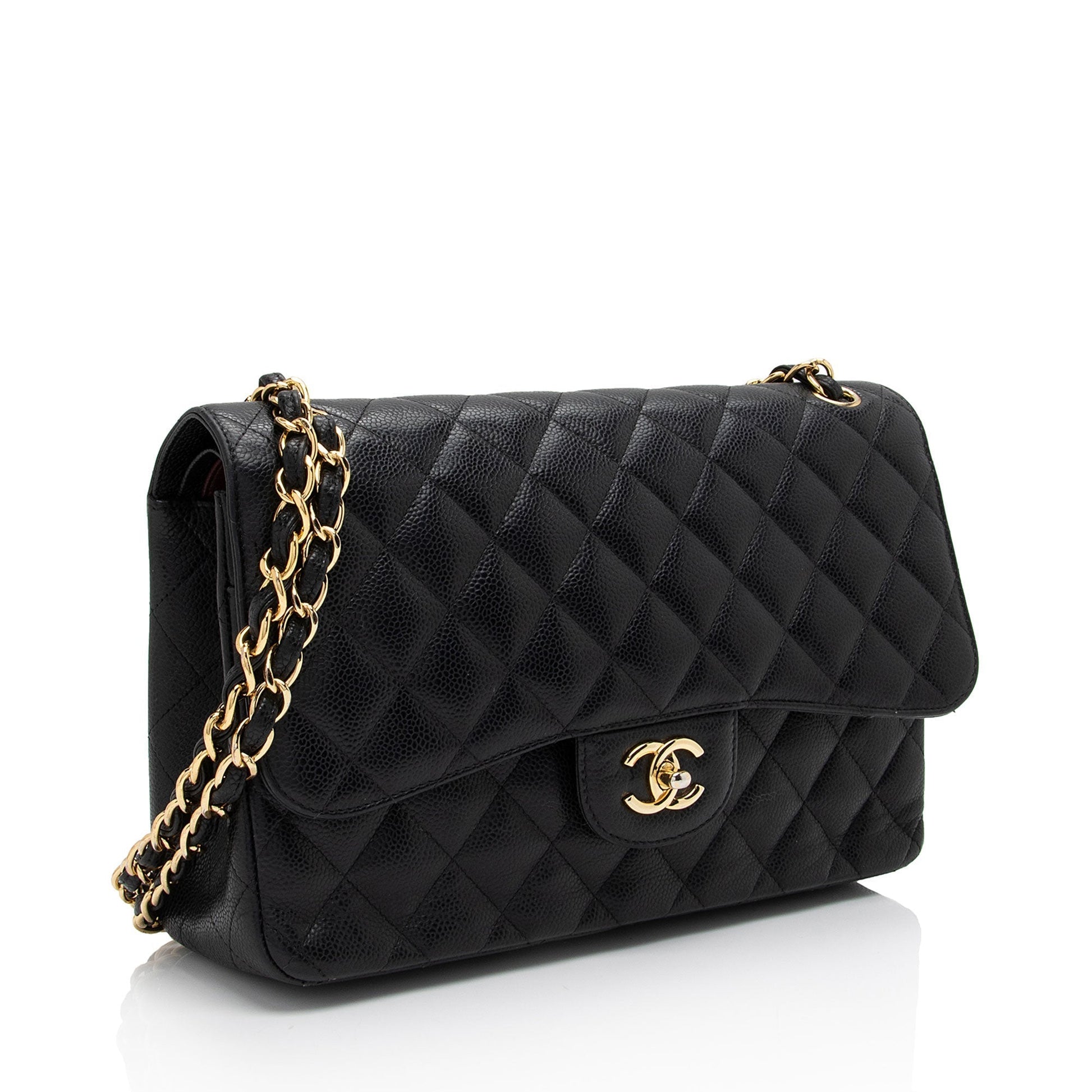 Chanel Caviar Classic Jumbo Double Flap SHF-xAxzXd Leather Shoulder Bag