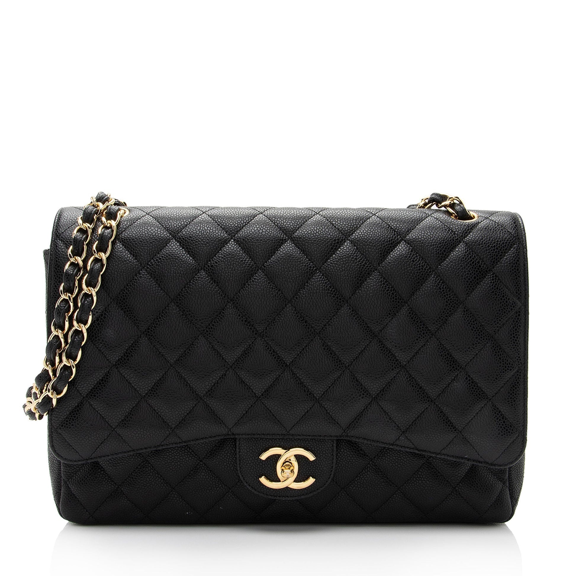 Chanel Caviar Classic Maxi Double Flap SHF-ssGyC1 Leather Shoulder Bag