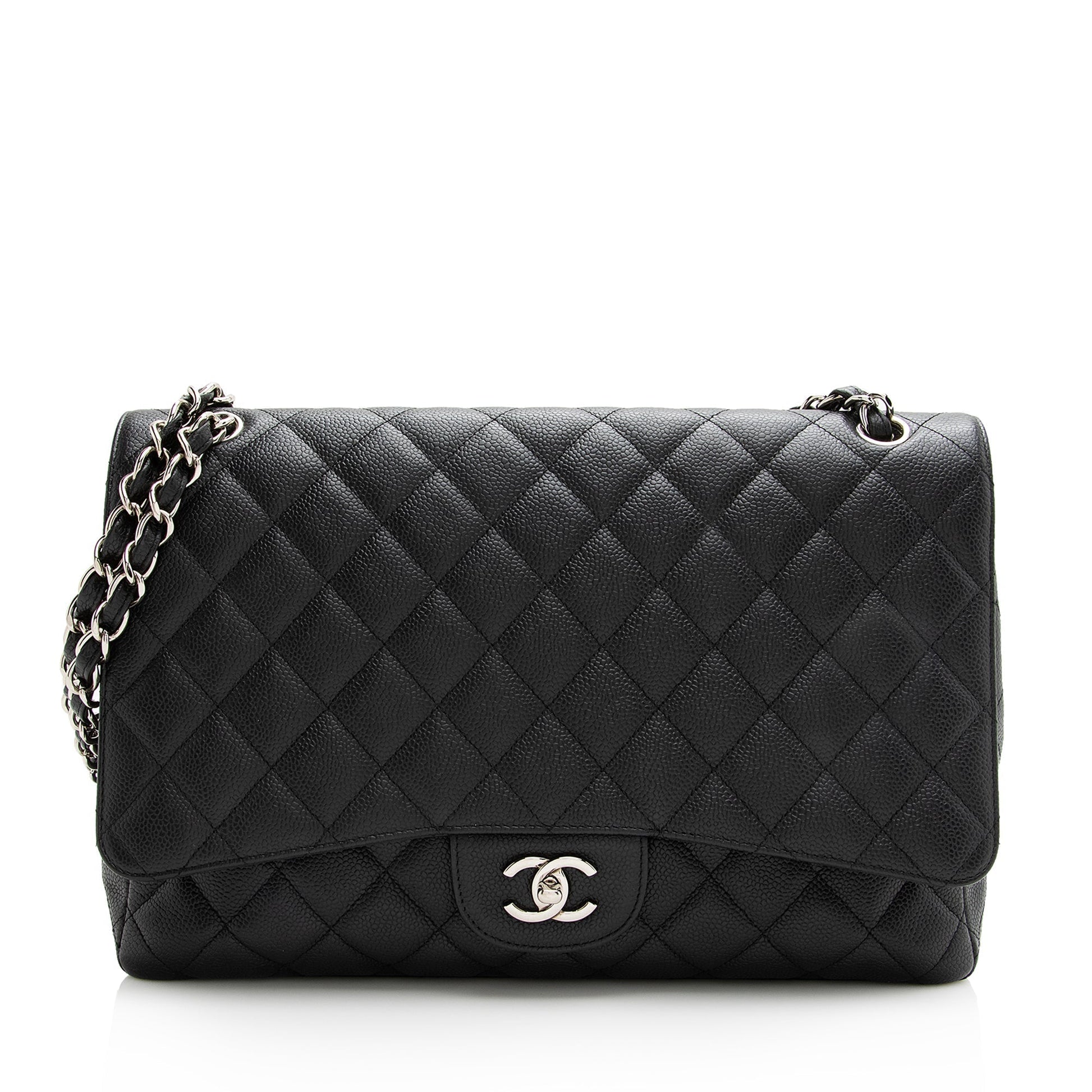 Chanel Caviar Classic Maxi Single Flap SHF Leather Shoulder Bag Bag Shf
